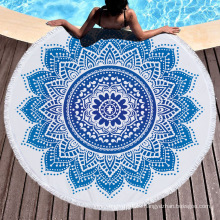 custom logo  wholesale circlr round 3D printed turkish kids designer organic cotton boho beach towel towels
